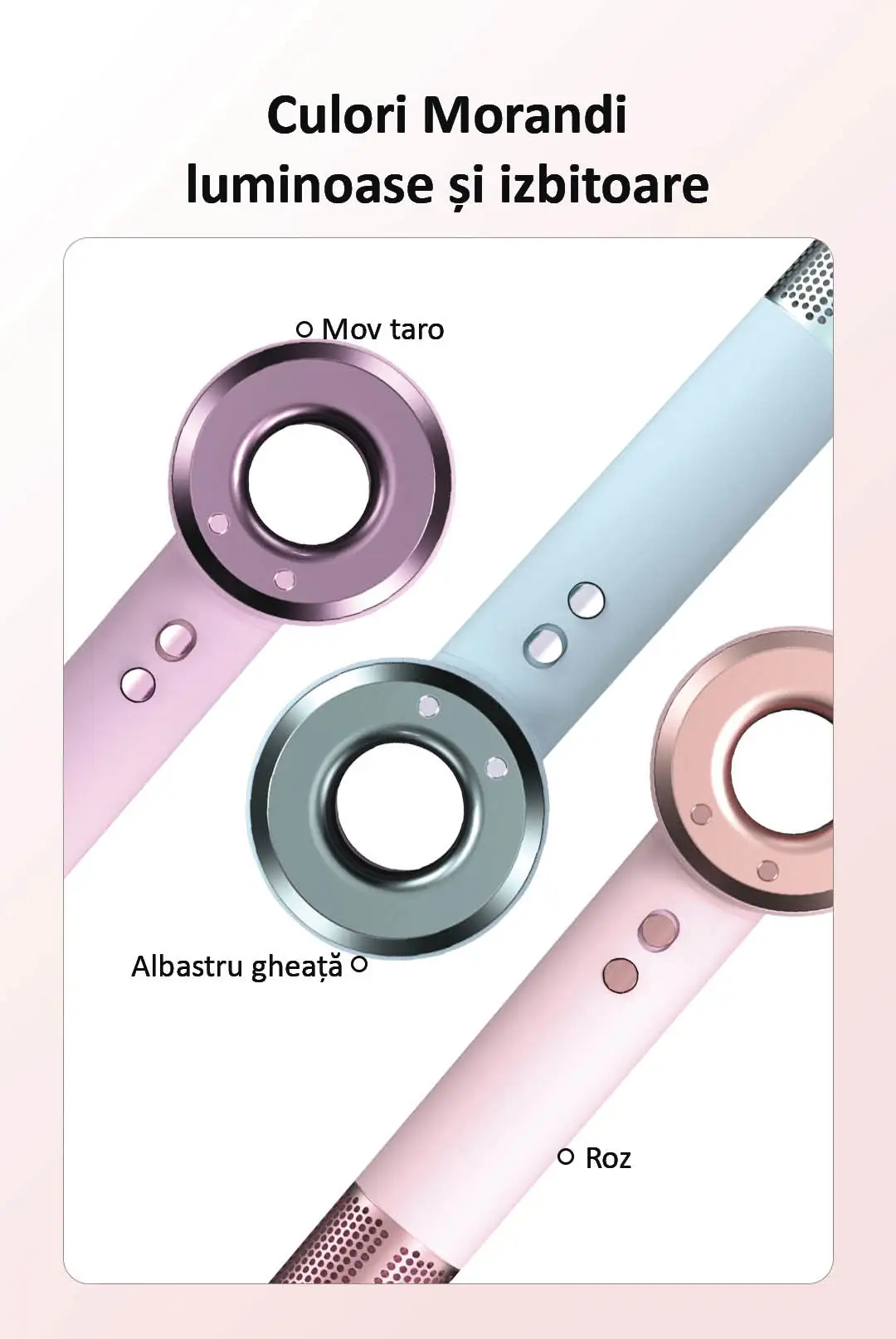 Uscătorul de păr Daiwall G5 1400W, disponibil în trei culori din paleta Morandi, este strălucitor și impresionant.